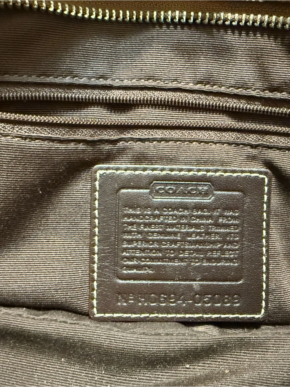 Coach Brown Signature Canvas Shoulder Bag with Dark Brown Leather Trim